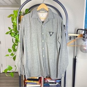Vintage Donegal Estate Wool Shirt L Gray Button Up Fitzhugh 36 80s 90s Rare